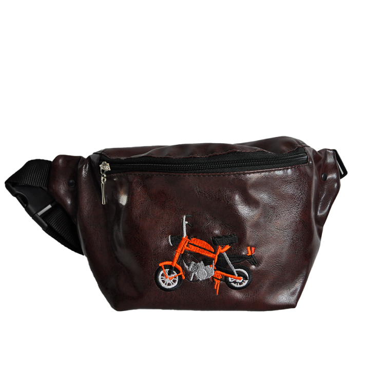 torebko nerka bordowa z haftem Motorynki pomarańczowej