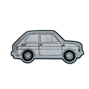 termoprzylepna naszyka szkic malucha czarny na białej tkaninie