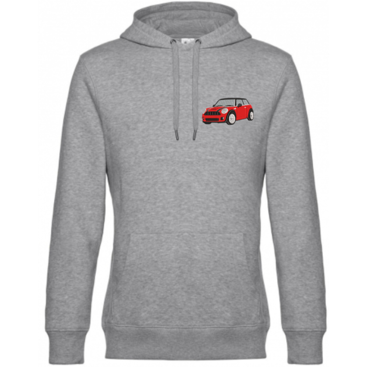 Bluza szara kangurka zakładana przez głowę z haftem MINI COOPER