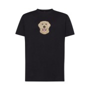 koszulka czarna unisex z haftem labrador-przód
