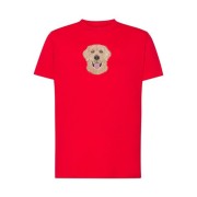 koszulka czerwona unisex z haftem labrador-przód