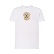 koszulka biała unisex z haftem labrador-przód