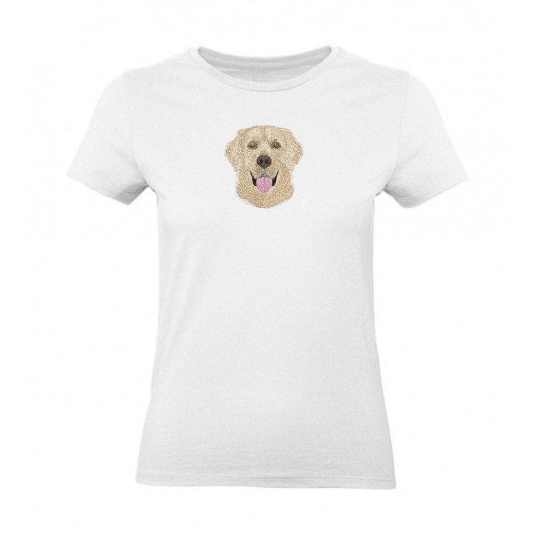 Koszulka damska biała  z haftem głowa LABRADOR - przód
