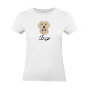 koszulka biała damska z haftem głowa Labradora + przykładowe imię