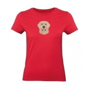 Koszulka damska czerwona z haftem głowa LABRADOR - przód