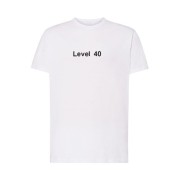 Koszulka biała unisex z haftem Level 40 – przód