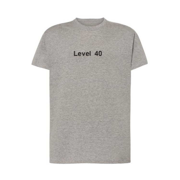 Koszulka szara unisex z haftem Level 40 – przód