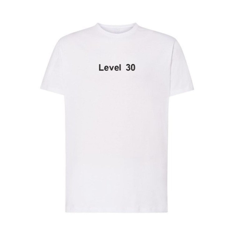 koszulka biała z haftem-Level 30 przód