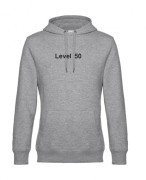 Bluza szara kangurka unisex z haftem - Level 50 - przód
