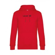 Bluza czerwona kangurka unisex z haftem - Level 50 - przód
