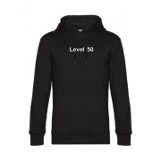 Bluza czarna kangurka unisex z haftem - Level 50 - przód
