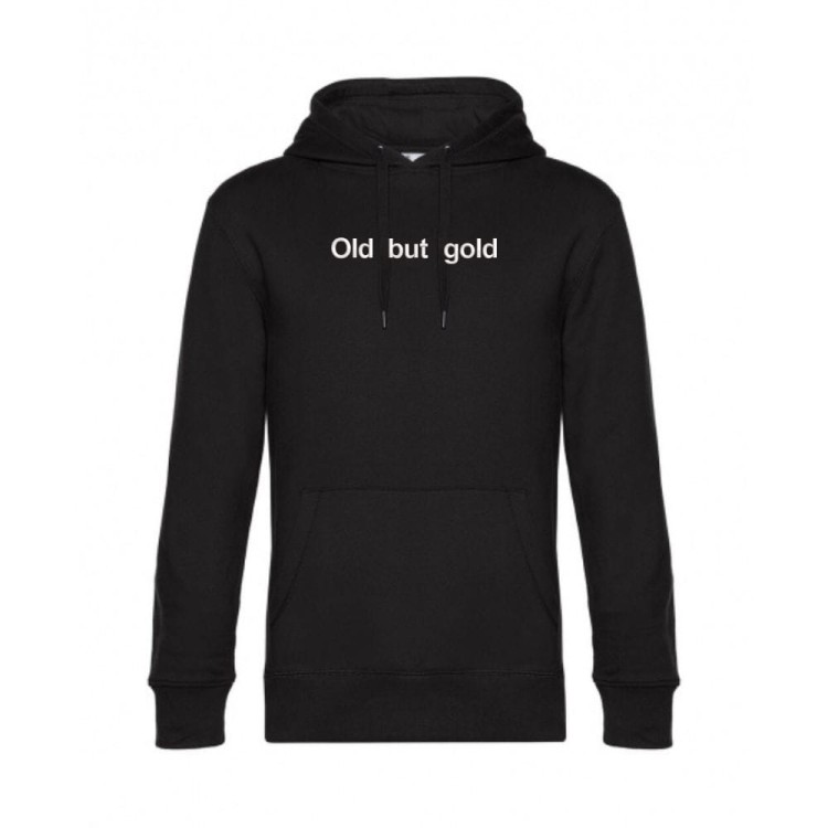 Bluza czarna kangurka unisex z haftem- Old but gold - przód