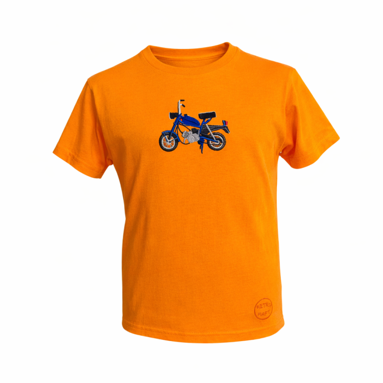 t shirt pomarańczowy dziecięcy z niebieską motorynką.png