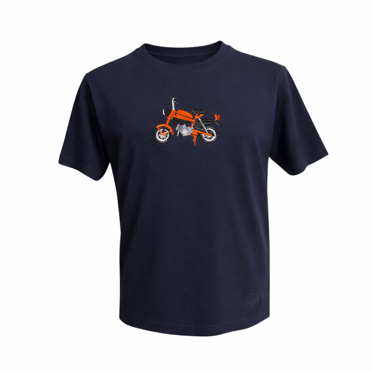 t shirt granatowy dziecięcy z pomarańczową motorynką.png