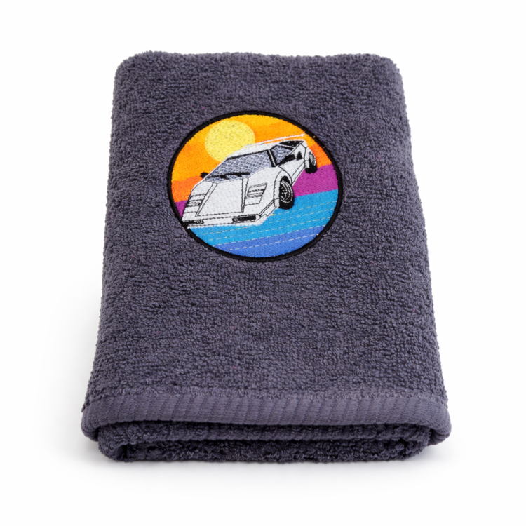 ręcznik ciemnoszary z haftem Lamborghini Countach