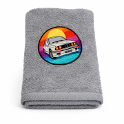 Ręcznik szary z haftem BMWE30 - 100% Bawełny frotte